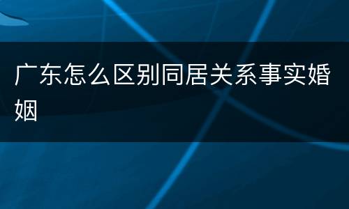 广东怎么区别同居关系事实婚姻