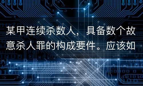 某甲连续杀数人，具备数个故意杀人罪的构成要件。应该如何定罪量刑