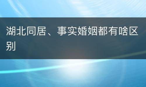 湖北同居、事实婚姻都有啥区别