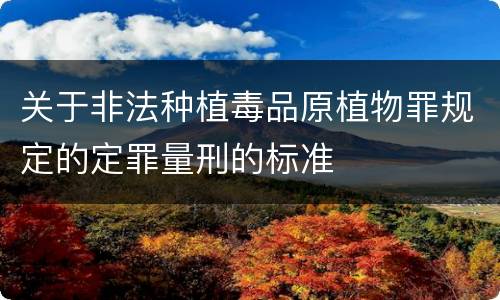 关于非法种植毒品原植物罪规定的定罪量刑的标准