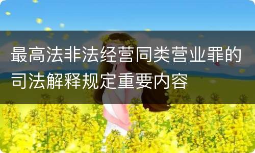 最高法非法经营同类营业罪的司法解释规定重要内容