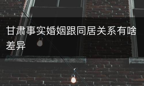 甘肃事实婚姻跟同居关系有啥差异