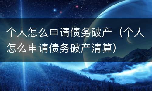 个人怎么申请债务破产（个人怎么申请债务破产清算）