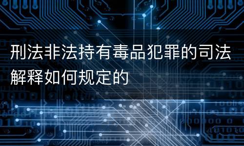 刑法非法持有毒品犯罪的司法解释如何规定的