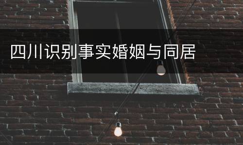 四川识别事实婚姻与同居