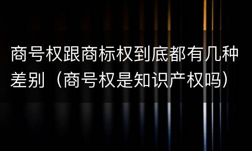 商号权跟商标权到底都有几种差别（商号权是知识产权吗）