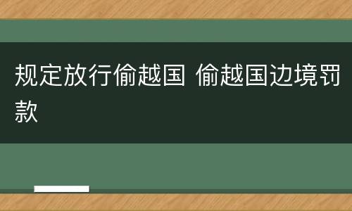 规定放行偷越国 偷越国边境罚款