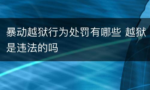 暴动越狱行为处罚有哪些 越狱是违法的吗