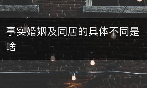 事实婚姻及同居的具体不同是啥