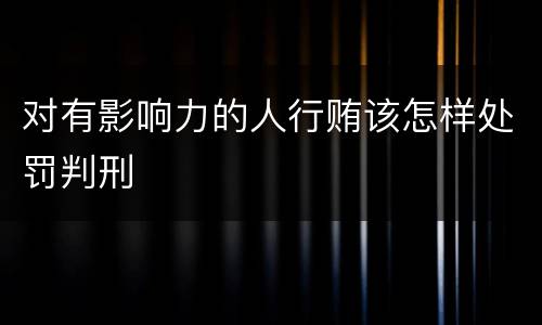 对有影响力的人行贿该怎样处罚判刑