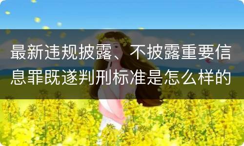 最新违规披露、不披露重要信息罪既遂判刑标准是怎么样的