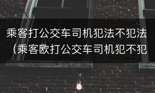 乘客打公交车司机犯法不犯法（乘客欧打公交车司机犯不犯法?）