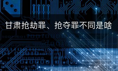 甘肃抢劫罪、抢夺罪不同是啥