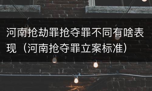 河南抢劫罪抢夺罪不同有啥表现（河南抢夺罪立案标准）