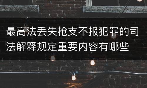 最高法丢失枪支不报犯罪的司法解释规定重要内容有哪些