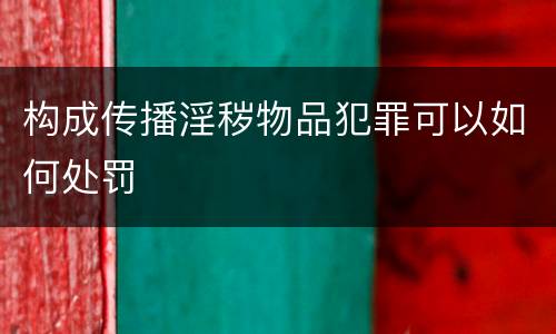 构成传播淫秽物品犯罪可以如何处罚