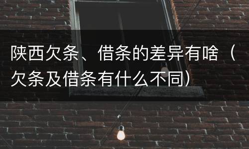 陕西欠条、借条的差异有啥（欠条及借条有什么不同）