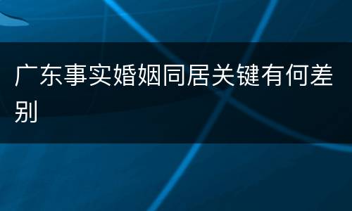 广东事实婚姻同居关键有何差别