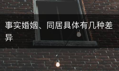 事实婚姻、同居具体有几种差异