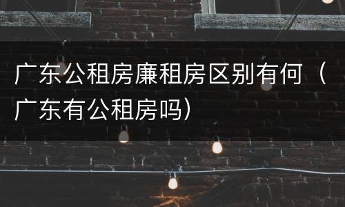 广东公租房廉租房区别有何（广东有公租房吗）