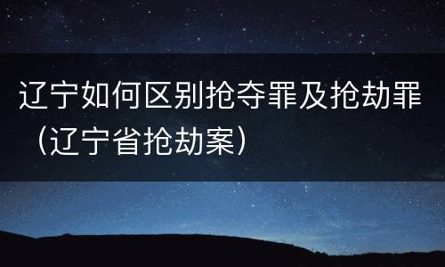辽宁如何区别抢夺罪及抢劫罪（辽宁省抢劫案）