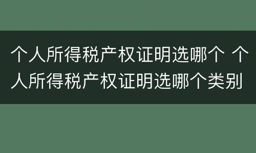 个人所得税产权证明选哪个 个人所得税产权证明选哪个类别
