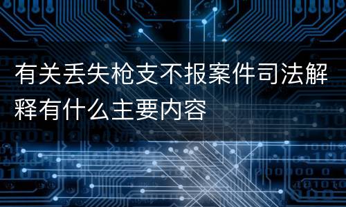 有关丢失枪支不报案件司法解释有什么主要内容