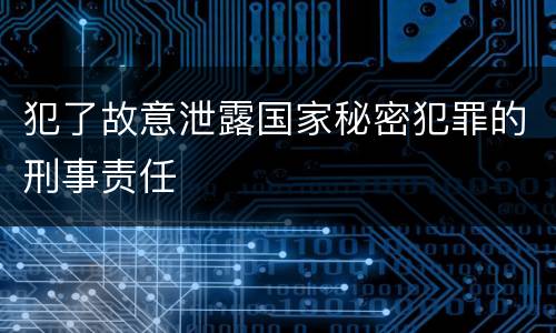 犯了故意泄露国家秘密犯罪的刑事责任