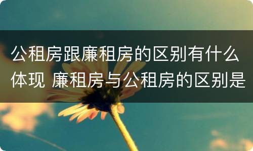 公租房跟廉租房的区别有什么体现 廉租房与公租房的区别是什么