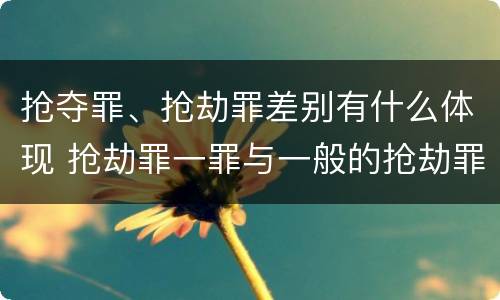 抢夺罪、抢劫罪差别有什么体现 抢劫罪一罪与一般的抢劫罪区别