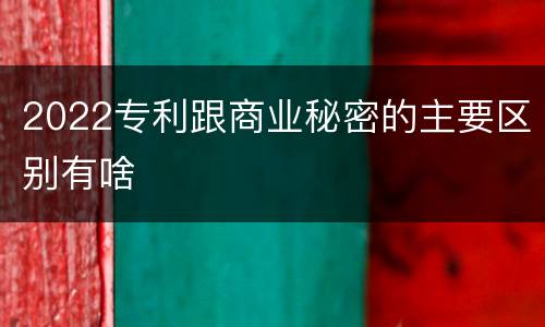 2022专利跟商业秘密的主要区别有啥