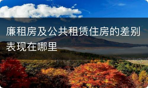 廉租房及公共租赁住房的差别表现在哪里
