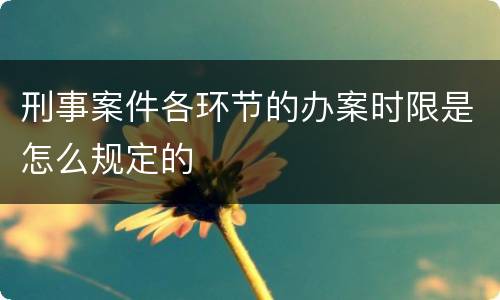 刑事案件各环节的办案时限是怎么规定的