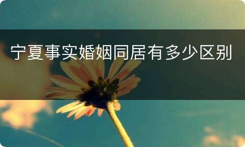 宁夏事实婚姻同居有多少区别
