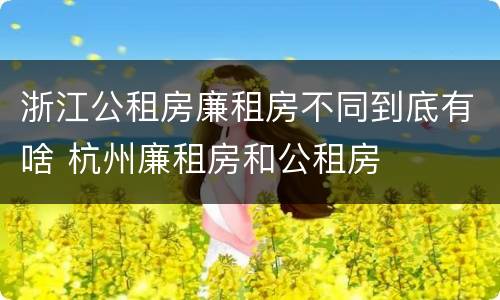 浙江公租房廉租房不同到底有啥 杭州廉租房和公租房