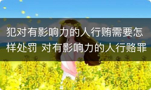 犯对有影响力的人行贿需要怎样处罚 对有影响力的人行赂罪实施时间