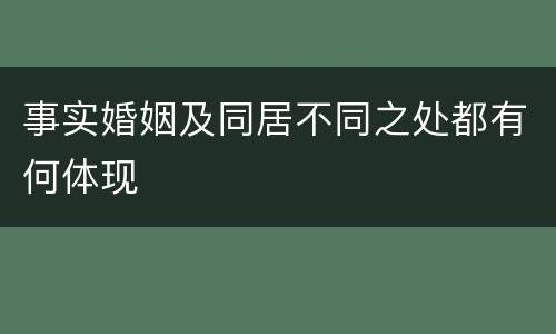 事实婚姻及同居不同之处都有何体现