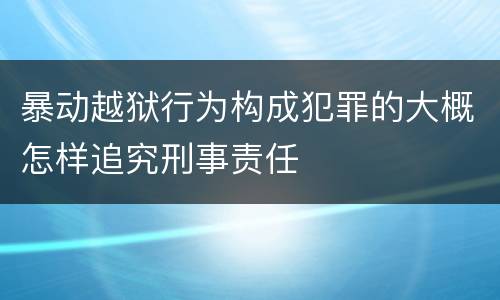 暴动越狱行为构成犯罪的大概怎样追究刑事责任