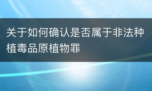 关于如何确认是否属于非法种植毒品原植物罪