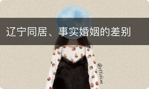 辽宁同居、事实婚姻的差别