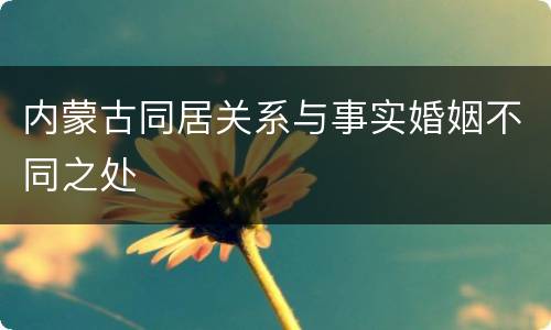 内蒙古同居关系与事实婚姻不同之处
