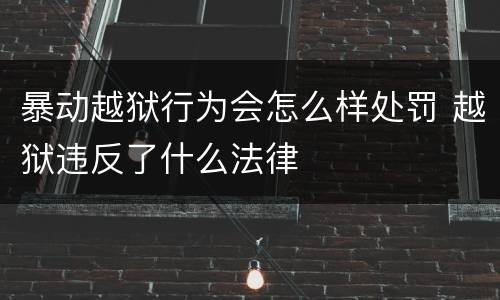 暴动越狱行为会怎么样处罚 越狱违反了什么法律
