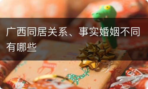 广西同居关系、事实婚姻不同有哪些