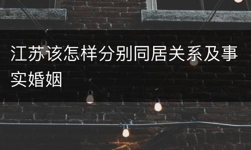 江苏该怎样分别同居关系及事实婚姻