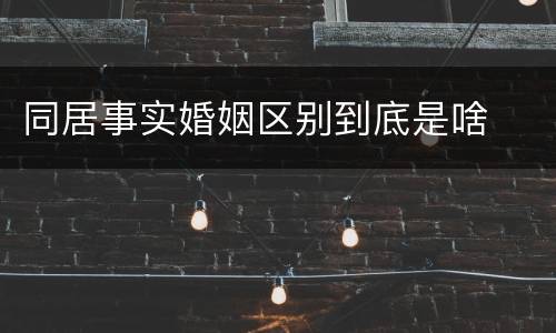 同居事实婚姻区别到底是啥