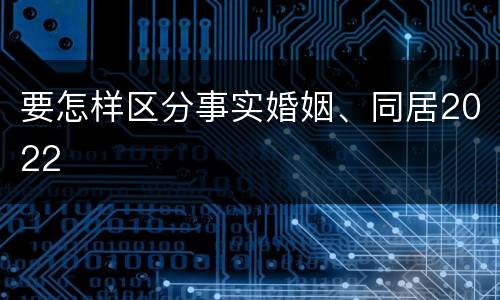 要怎样区分事实婚姻、同居2022