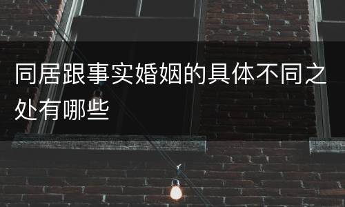 同居跟事实婚姻的具体不同之处有哪些