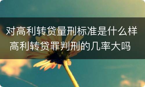 对高利转贷量刑标准是什么样 高利转贷罪判刑的几率大吗