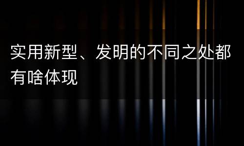 实用新型、发明的不同之处都有啥体现
