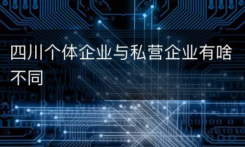 四川个体企业与私营企业有啥不同